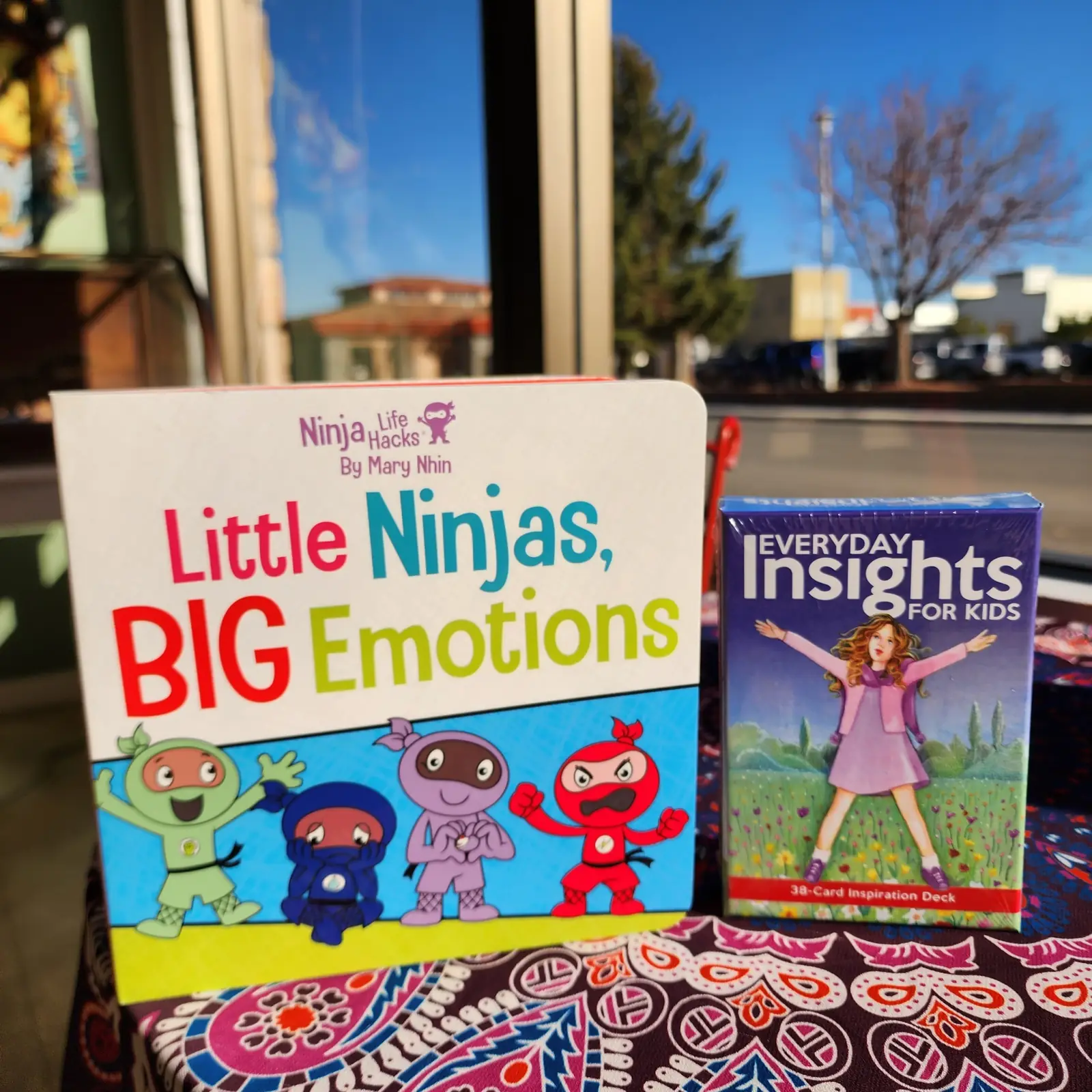 Children's books on emotions in the shop window